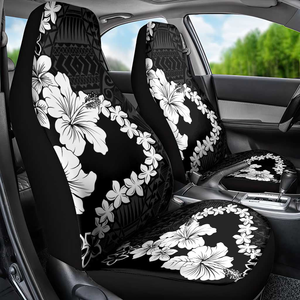 American Samoa Lotu Tamaiti Car Seat Cover White Sunday Plumeria Black Vibe LT9 - Polynesian Pride