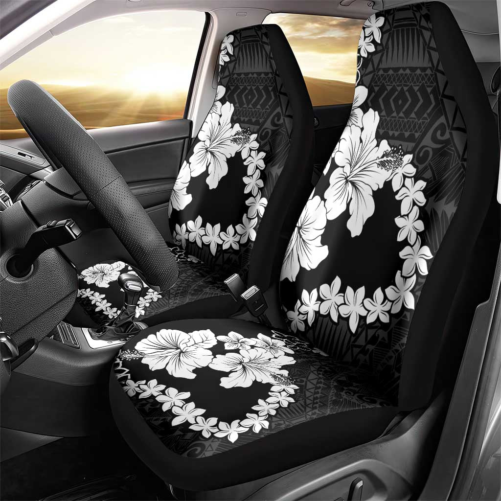 American Samoa Lotu Tamaiti Car Seat Cover White Sunday Plumeria Black Vibe LT9 - Polynesian Pride
