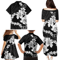 American Samoa Lotu Tamaiti Family Matching Puletasi and Hawaiian Shirt White Sunday Plumeria Black Vibe LT9 - Polynesian Pride