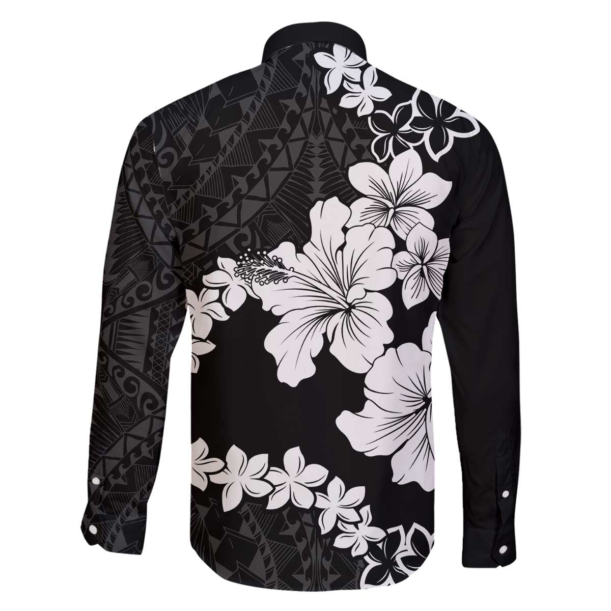American Samoa Lotu Tamaiti Family Matching Puletasi and Hawaiian Shirt White Sunday Plumeria Black Vibe LT9 - Polynesian Pride