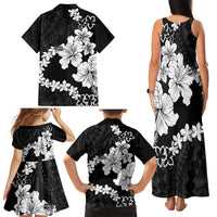 American Samoa Lotu Tamaiti Family Matching Tank Maxi Dress and Hawaiian Shirt White Sunday Plumeria Black Vibe LT9 - Polynesian Pride