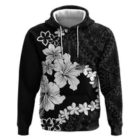 American Samoa Lotu Tamaiti Hoodie White Sunday Plumeria Black Vibe LT9 Pullover Hoodie Black - Polynesian Pride