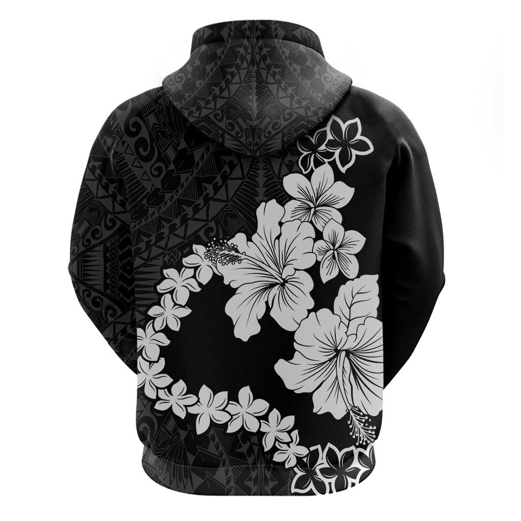 American Samoa Lotu Tamaiti Hoodie White Sunday Plumeria Black Vibe LT9 - Polynesian Pride