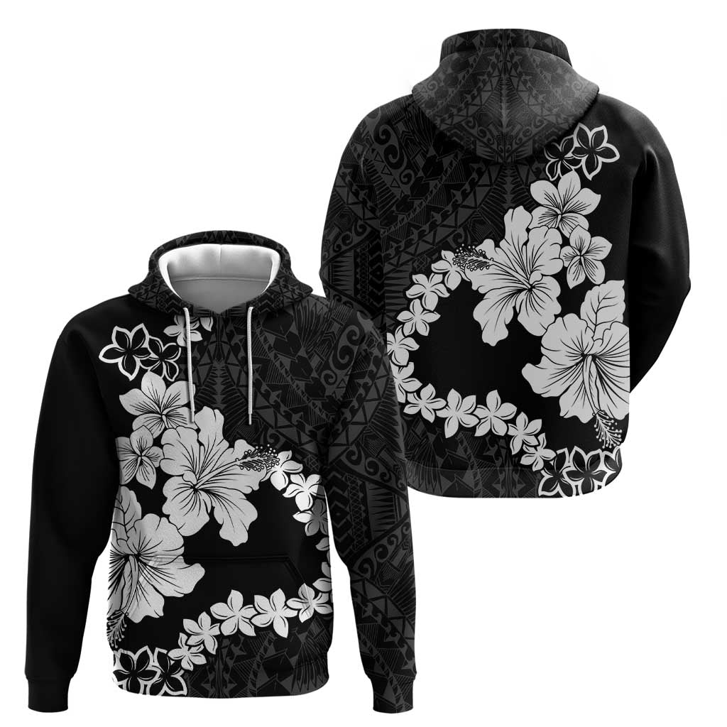 American Samoa Lotu Tamaiti Hoodie White Sunday Plumeria Black Vibe LT9 - Polynesian Pride