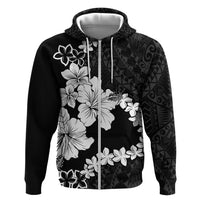 American Samoa Lotu Tamaiti Hoodie White Sunday Plumeria Black Vibe LT9 Zip Hoodie Black - Polynesian Pride