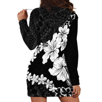 American Samoa Lotu Tamaiti Hoodie Dress White Sunday Plumeria Black Vibe LT9 - Polynesian Pride