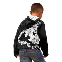 American Samoa Lotu Tamaiti Kid Hoodie White Sunday Plumeria Black Vibe LT9 - Polynesian Pride