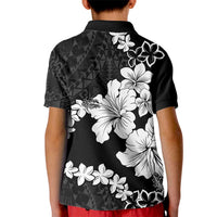 American Samoa Lotu Tamaiti Kid Polo Shirt White Sunday Plumeria Black Vibe LT9 - Polynesian Pride