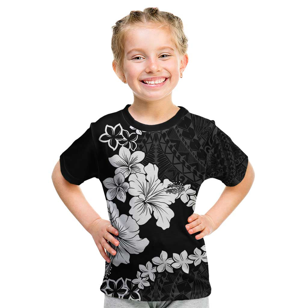 American Samoa Lotu Tamaiti Kid T Shirt White Sunday Plumeria Black Vibe LT9 Black - Polynesian Pride