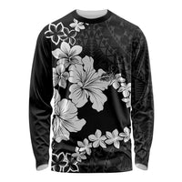 American Samoa Lotu Tamaiti Long Sleeve Shirt White Sunday Plumeria Black Vibe LT9 Unisex Black - Polynesian Pride