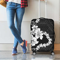 American Samoa Lotu Tamaiti Luggage Cover White Sunday Plumeria Black Vibe LT9 - Polynesian Pride