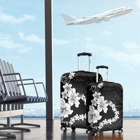 American Samoa Lotu Tamaiti Luggage Cover White Sunday Plumeria Black Vibe LT9 - Polynesian Pride