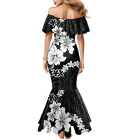 American Samoa Lotu Tamaiti Mermaid Dress White Sunday Plumeria Black Vibe LT9 - Polynesian Pride