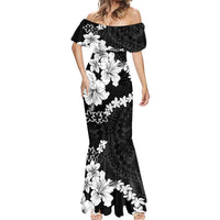 American Samoa Lotu Tamaiti Mermaid Dress White Sunday Plumeria Black Vibe LT9 - Polynesian Pride