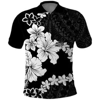 American Samoa Lotu Tamaiti Polo Shirt White Sunday Plumeria Black Vibe LT9 Black - Polynesian Pride