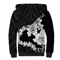 American Samoa Lotu Tamaiti Sherpa Hoodie White Sunday Plumeria Black Vibe LT9 - Polynesian Pride