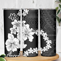 American Samoa Lotu Tamaiti Skinny Tumbler White Sunday Plumeria Black Vibe LT9 - Polynesian Pride