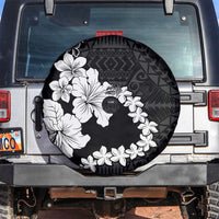 American Samoa Lotu Tamaiti Spare Tire Cover White Sunday Plumeria Black Vibe LT9 Black - Polynesian Pride