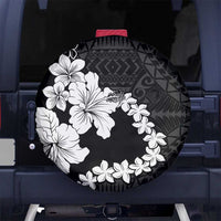 American Samoa Lotu Tamaiti Spare Tire Cover White Sunday Plumeria Black Vibe LT9 - Polynesian Pride