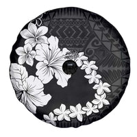 American Samoa Lotu Tamaiti Spare Tire Cover White Sunday Plumeria Black Vibe LT9 - Polynesian Pride