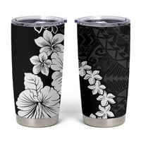 American Samoa Lotu Tamaiti Tumbler Cup White Sunday Plumeria Black Vibe LT9 Black - Polynesian Pride