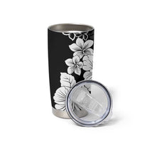 American Samoa Lotu Tamaiti Tumbler Cup White Sunday Plumeria Black Vibe LT9 - Polynesian Pride