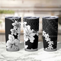 American Samoa Lotu Tamaiti Tumbler Cup White Sunday Plumeria Black Vibe LT9 - Polynesian Pride