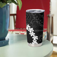 American Samoa Lotu Tamaiti Tumbler Cup White Sunday Plumeria Black Vibe LT9 - Polynesian Pride