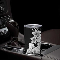 American Samoa Lotu Tamaiti Tumbler Cup White Sunday Plumeria Black Vibe LT9 - Polynesian Pride