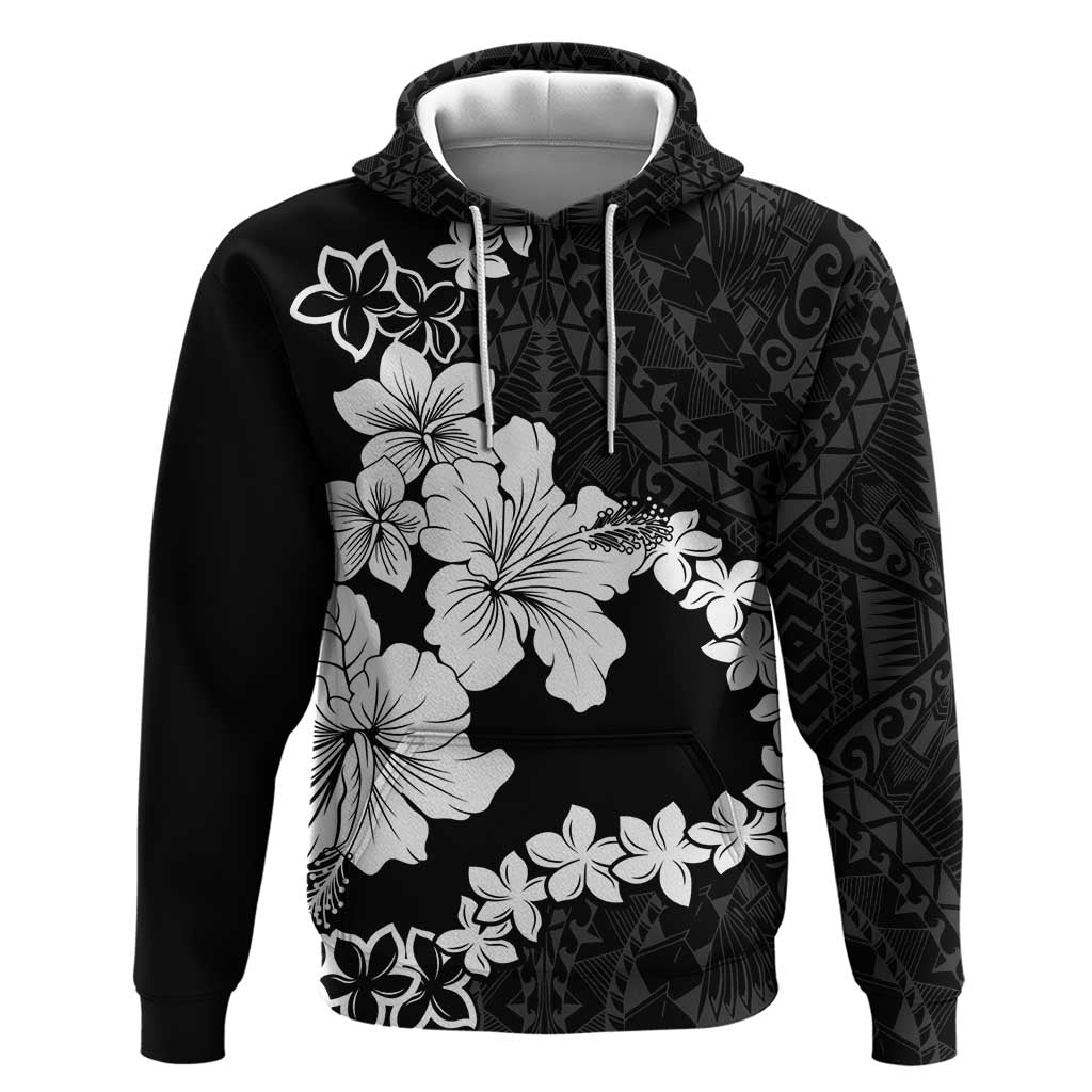 American Samoa Lotu Tamaiti Zip Hoodie White Sunday Plumeria Black Vibe LT9 Pullover Hoodie Black - Polynesian Pride