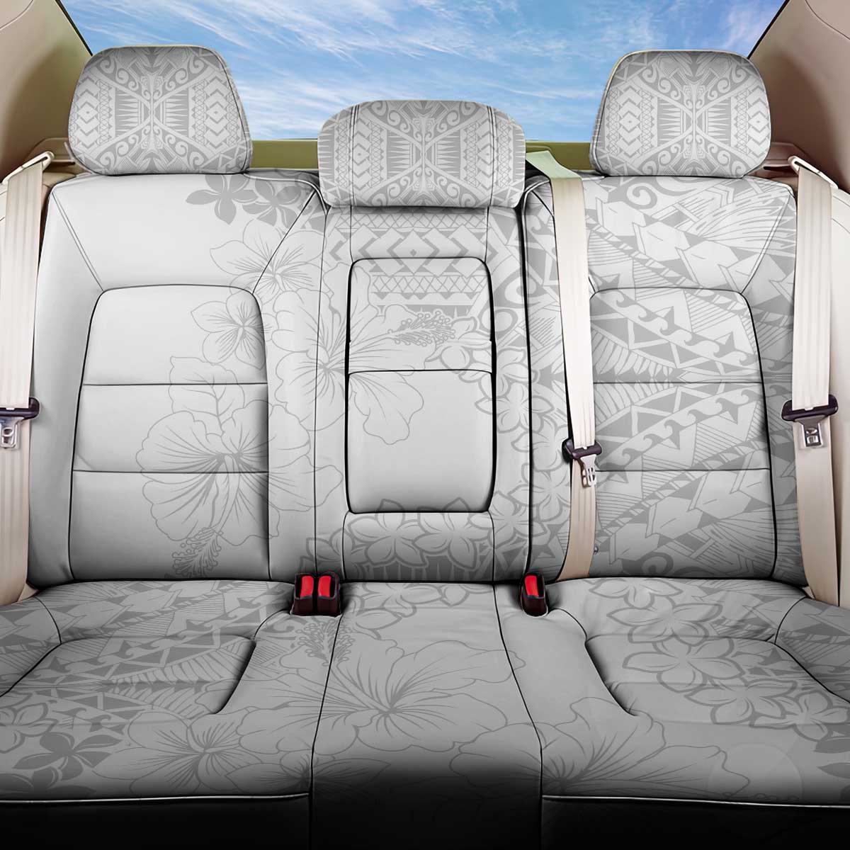 American Samoa Lotu Tamaiti Back Car Seat Cover White Sunday Plumeria White Vibe LT9 One Size White - Polynesian Pride