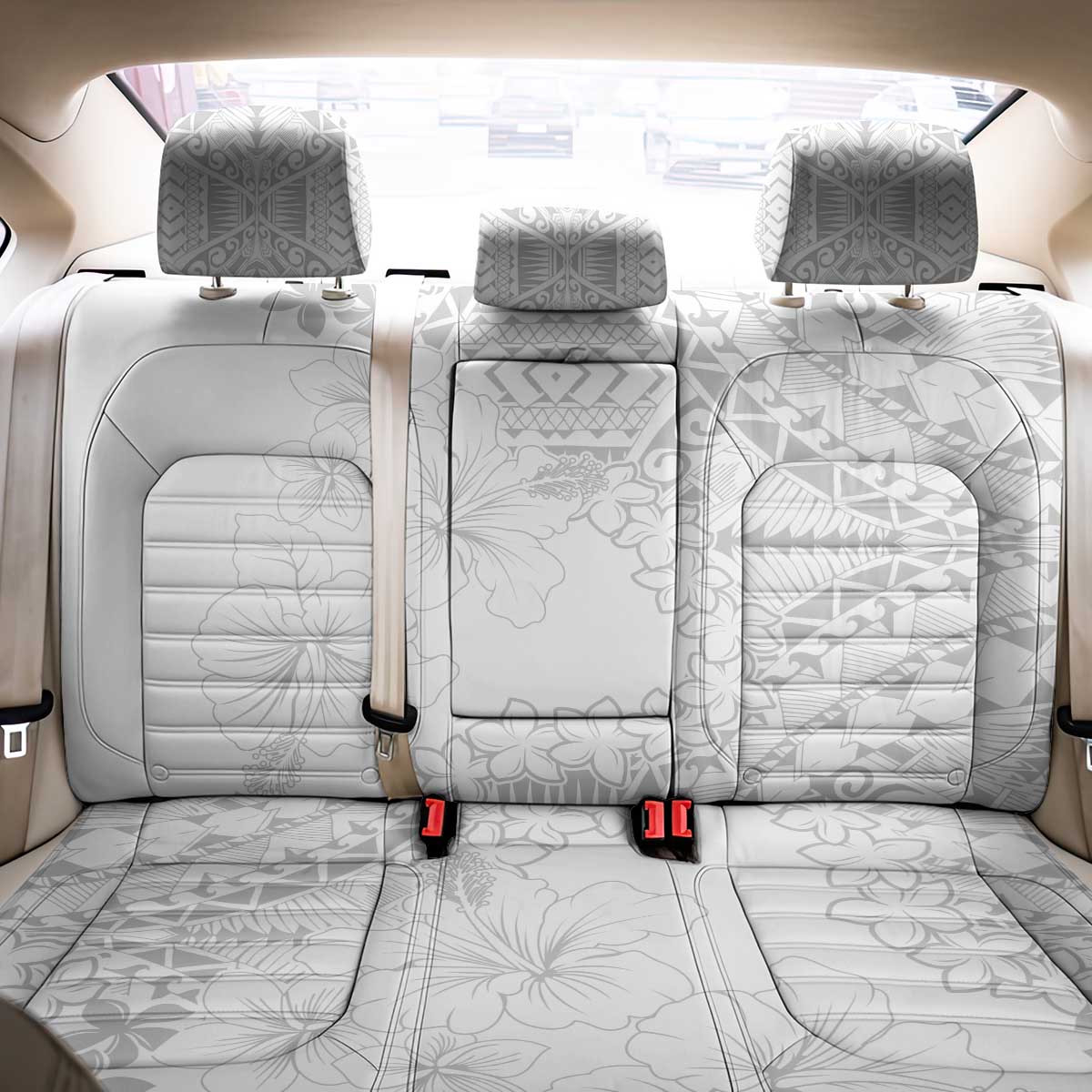 American Samoa Lotu Tamaiti Back Car Seat Cover White Sunday Plumeria White Vibe LT9 - Polynesian Pride