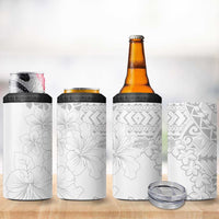 American Samoa Lotu Tamaiti 4 in 1 Can Cooler Tumbler White Sunday Plumeria White Vibe LT9 - Polynesian Pride