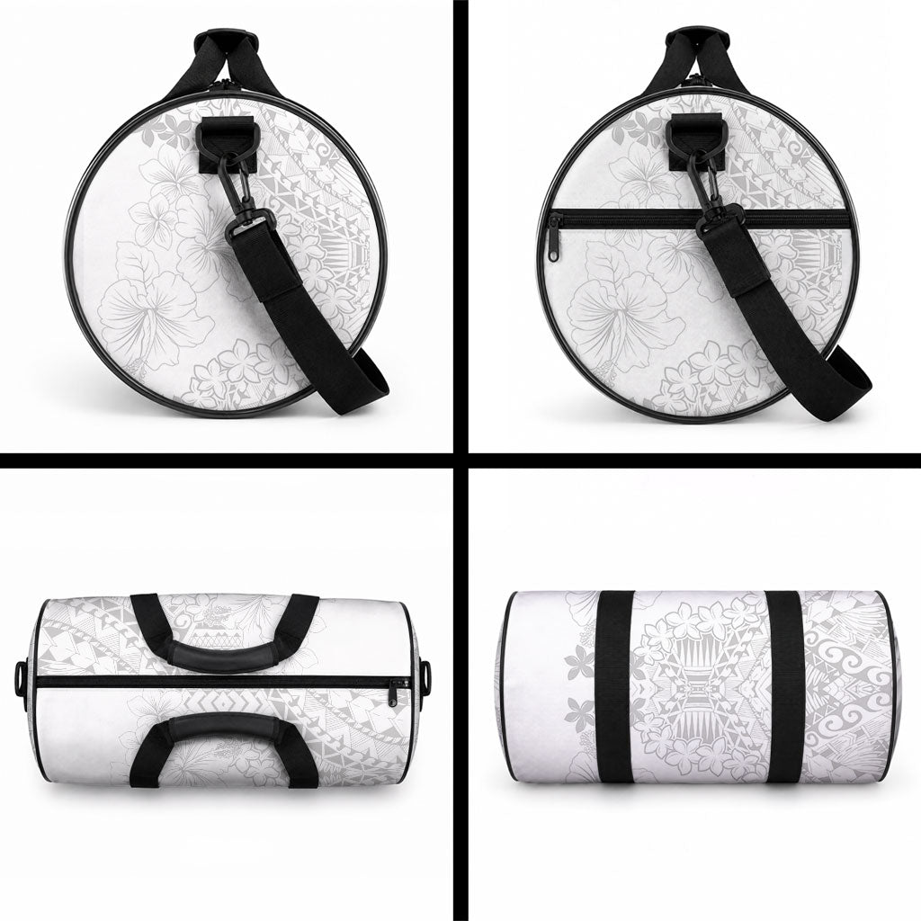 American Samoa Lotu Tamaiti Duffle Bag White Sunday Plumeria White Vibe