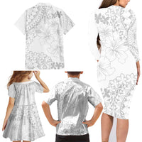 American Samoa Lotu Tamaiti Family Matching Long Sleeve Bodycon Dress and Hawaiian Shirt White Sunday Plumeria White Vibe LT9 - Polynesian Pride