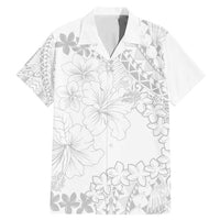 American Samoa Lotu Tamaiti Family Matching Mermaid Dress and Hawaiian Shirt White Sunday Plumeria White Vibe LT9 Dad's Shirt - Short Sleeve White - Polynesian Pride