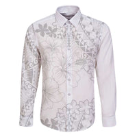 American Samoa Lotu Tamaiti Family Matching Off The Shoulder Long Sleeve Dress and Hawaiian Shirt White Sunday Plumeria White Vibe LT9 Dad's Shirt - Long Sleeve White - Polynesian Pride