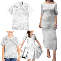 American Samoa Lotu Tamaiti Family Matching Puletasi and Hawaiian Shirt White Sunday Plumeria White Vibe LT9 - Polynesian Pride