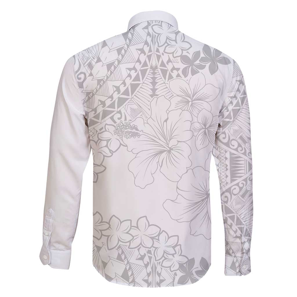 American Samoa Lotu Tamaiti Family Matching Summer Maxi Dress and Hawaiian Shirt White Sunday Plumeria White Vibe LT9 - Polynesian Pride