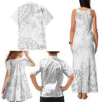 American Samoa Lotu Tamaiti Family Matching Tank Maxi Dress and Hawaiian Shirt White Sunday Plumeria White Vibe LT9 - Polynesian Pride
