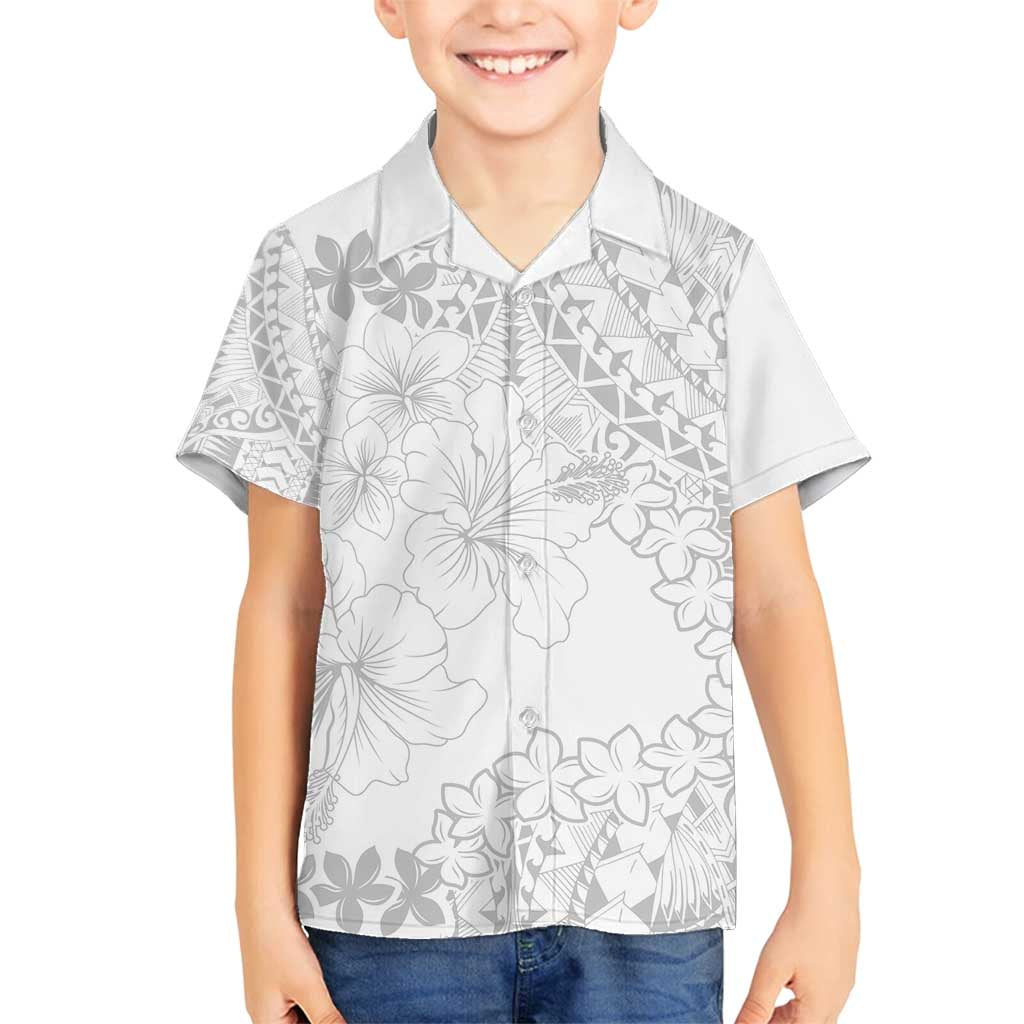 American Samoa Lotu Tamaiti Family Matching Tank Maxi Dress and Hawaiian Shirt White Sunday Plumeria White Vibe LT9 Son's Shirt White - Polynesian Pride