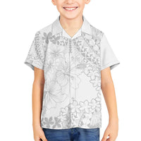 American Samoa Lotu Tamaiti Family Matching Tank Maxi Dress and Hawaiian Shirt White Sunday Plumeria White Vibe LT9 Son's Shirt White - Polynesian Pride