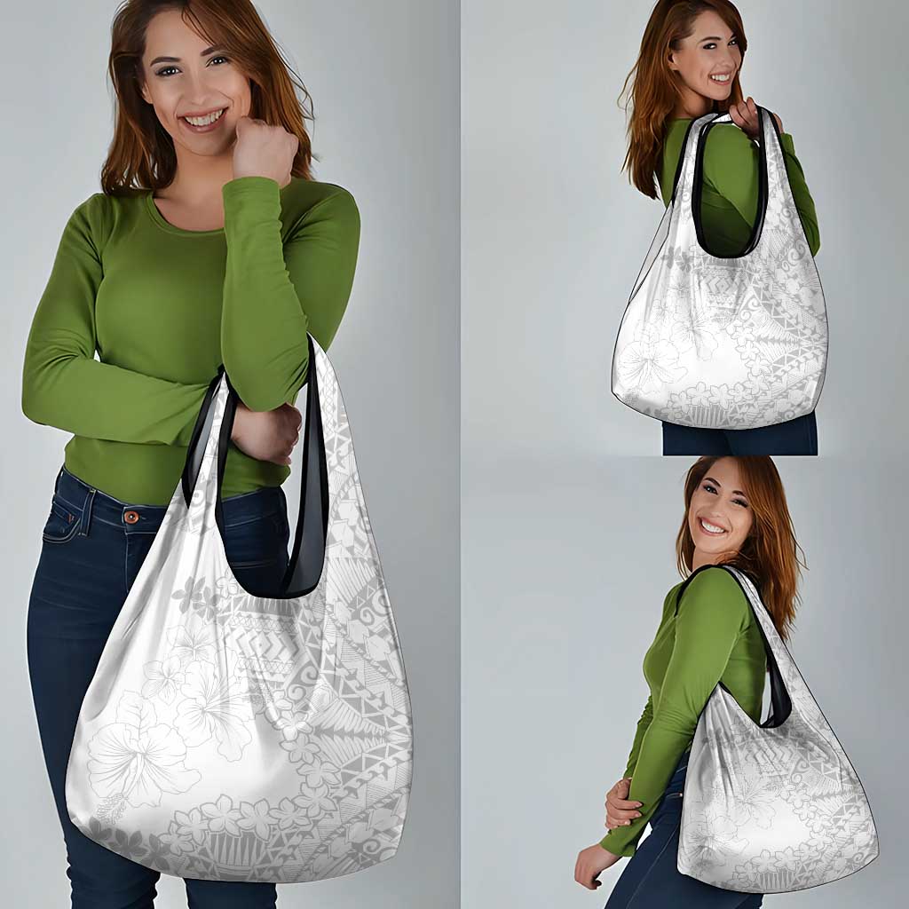 American Samoa Lotu Tamaiti Grocery Bag White Sunday Plumeria White Vibe