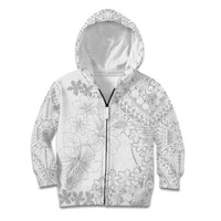American Samoa Lotu Tamaiti Kid Hoodie White Sunday Plumeria White Vibe LT9 Zip Hoodie White - Polynesian Pride