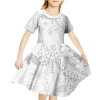 American Samoa Lotu Tamaiti Kid Short Sleeve Dress White Sunday Plumeria White Vibe LT9 - Polynesian Pride