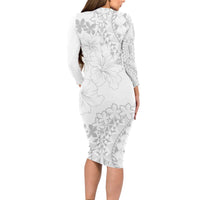 American Samoa Lotu Tamaiti Long Sleeve Bodycon Dress White Sunday Plumeria White Vibe LT9 - Polynesian Pride