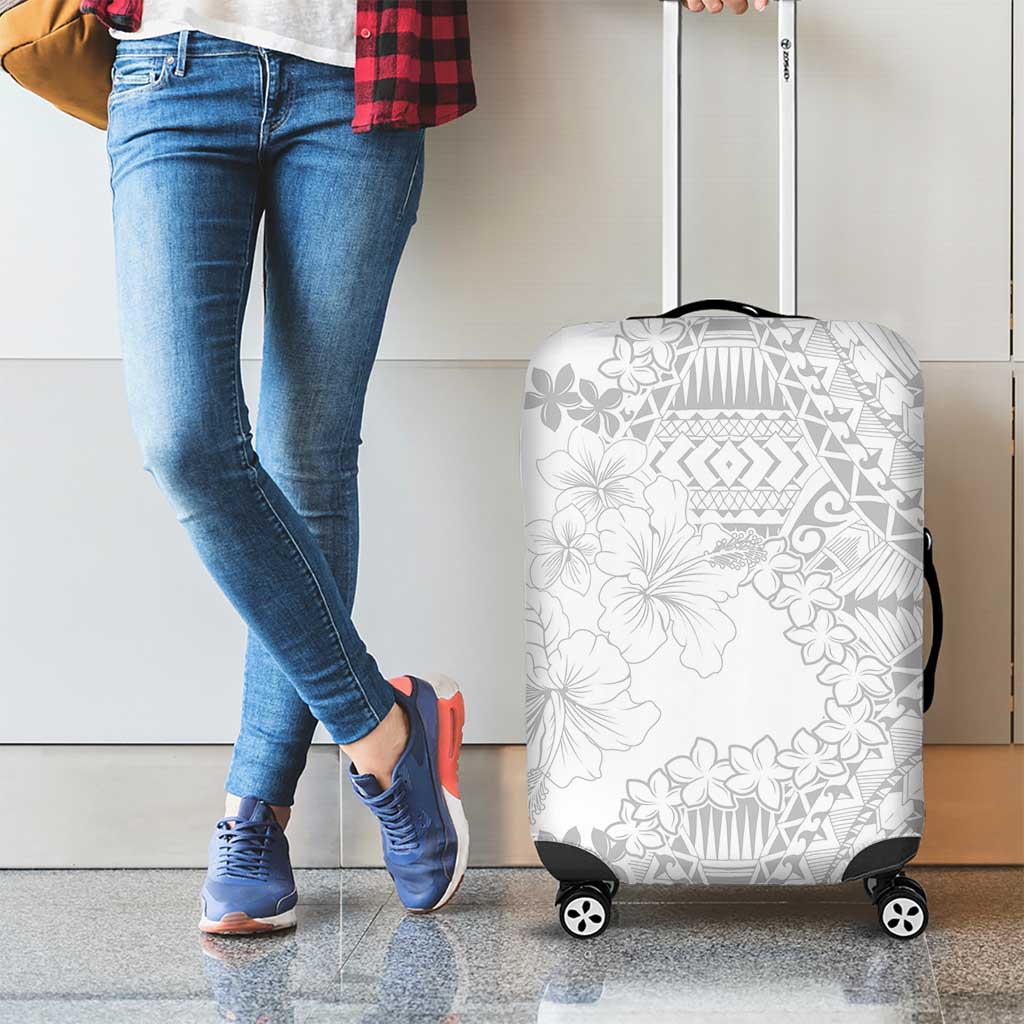 American Samoa Lotu Tamaiti Luggage Cover White Sunday Plumeria White Vibe LT9 - Polynesian Pride