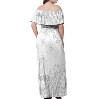 American Samoa Lotu Tamaiti Off Shoulder Maxi Dress White Sunday Plumeria White Vibe LT9 - Polynesian Pride