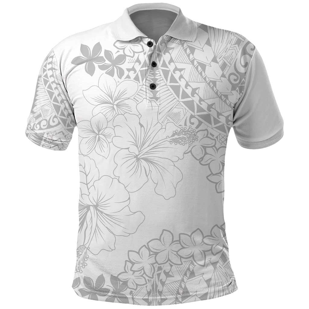 American Samoa Lotu Tamaiti Polo Shirt White Sunday Plumeria White Vibe LT9 White - Polynesian Pride