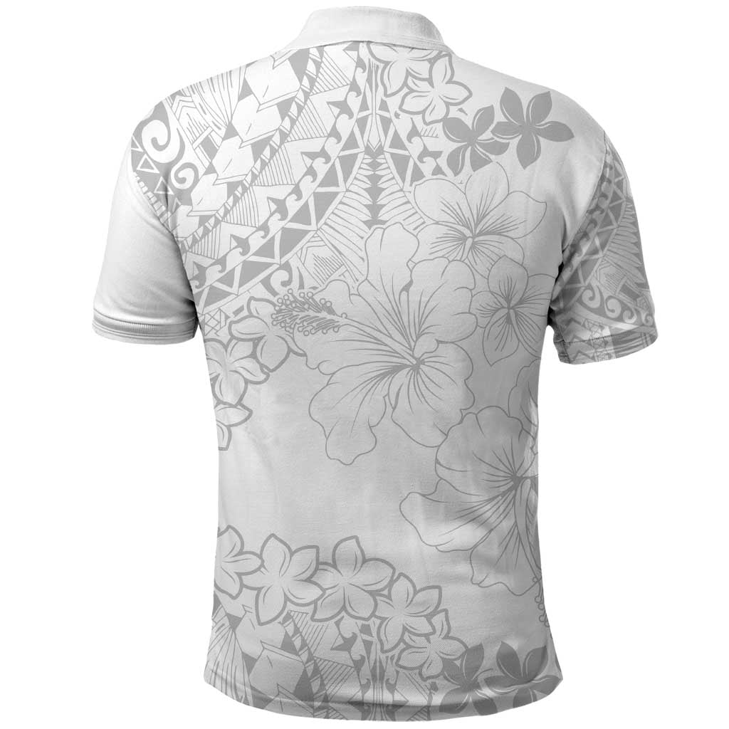 American Samoa Lotu Tamaiti Polo Shirt White Sunday Plumeria White Vibe LT9 - Polynesian Pride